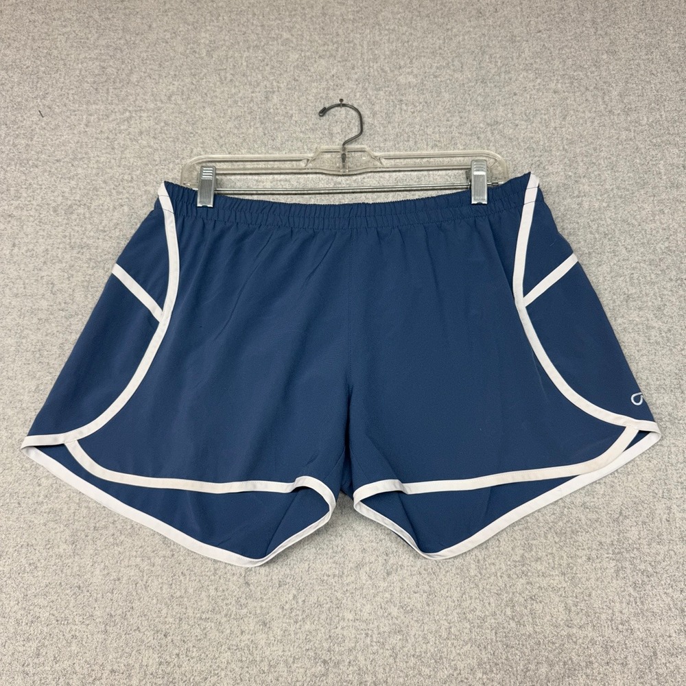 GapFit Athletic Running Shorts Size M Navy Blue White Trim Back Zip Pocket
